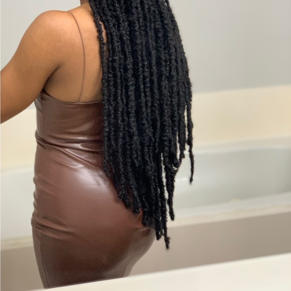 Fashion Nova Make it Sexy Faux Leather Midi Dress - Brown, Size M Fits S, NWT - Picture 5 of 6